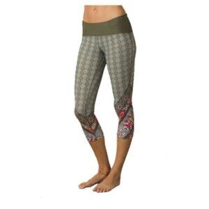 prAna Womens Rai Swim Tights Printed Capri Leggings Sz L